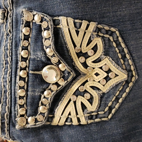 LA Idol White Lace Embellished Boot Cut Jeans Swarovski Crystals Luxury Summer - Picture 1 of 16